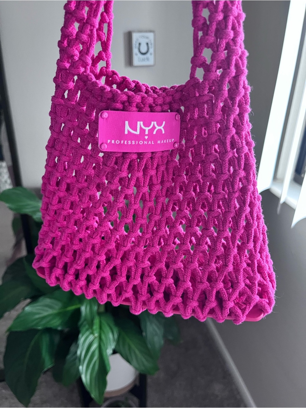 NYX Pink Crochet Tote Bag